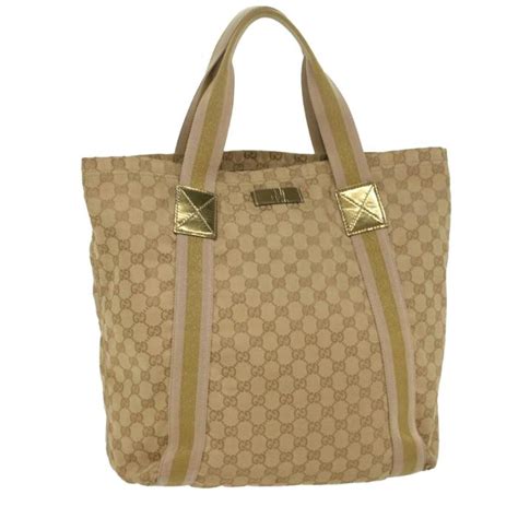 gucci 189669|GUCCI GG Canvas Sherry Line Tote Bag 189669 Beige Pink.